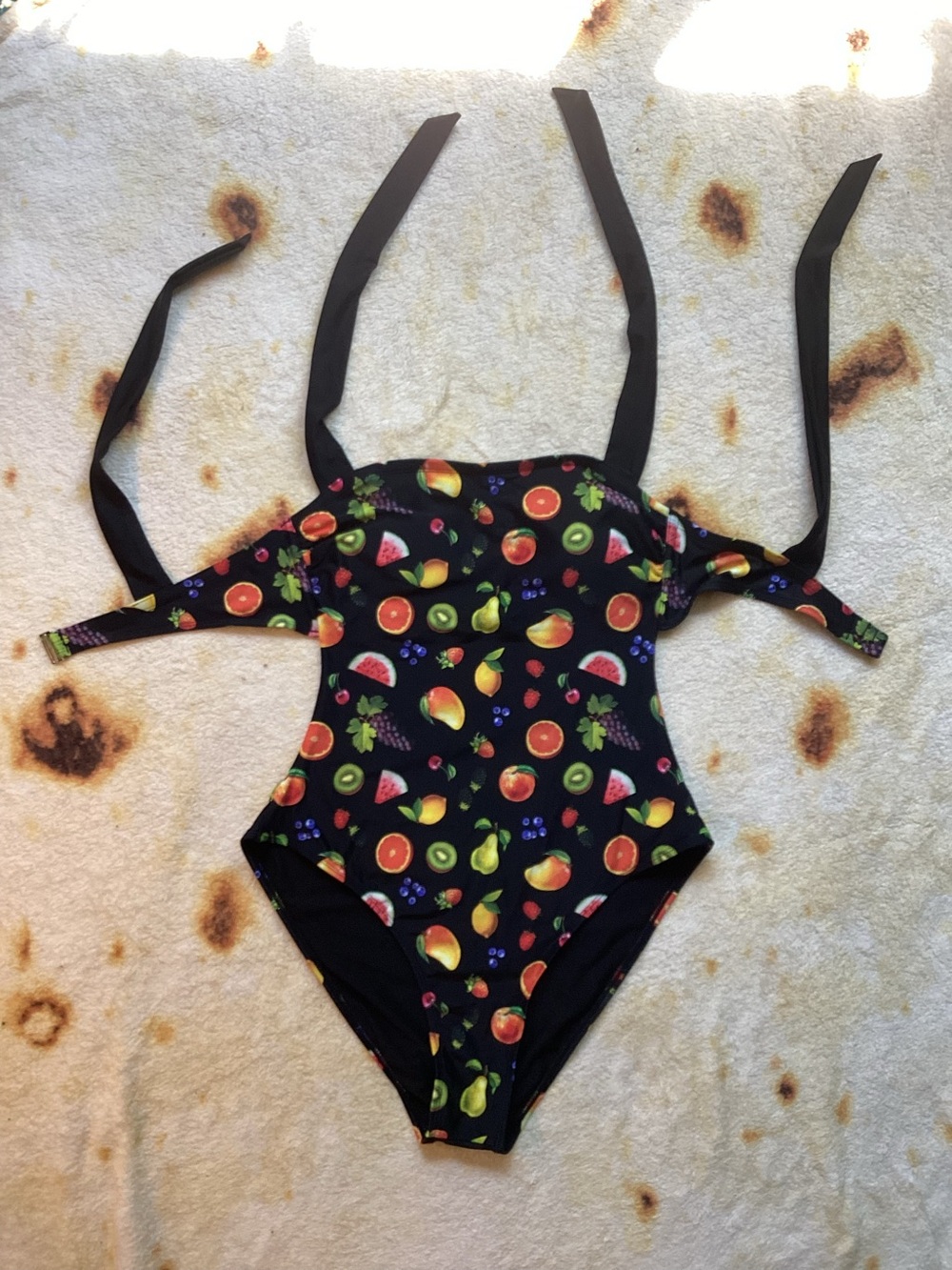 wild fable Black Fruit-Print One-Piece Swimsuit